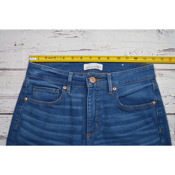 Loft Curvy Skinny Jeans Women Junior Size 27 Raw Hem Pre-Owned - Picture 7 of 14